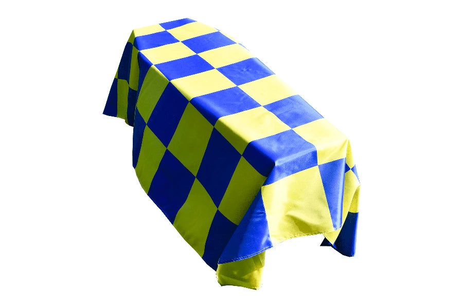 Blue and Yellow Checkered Coffin Drape image 0