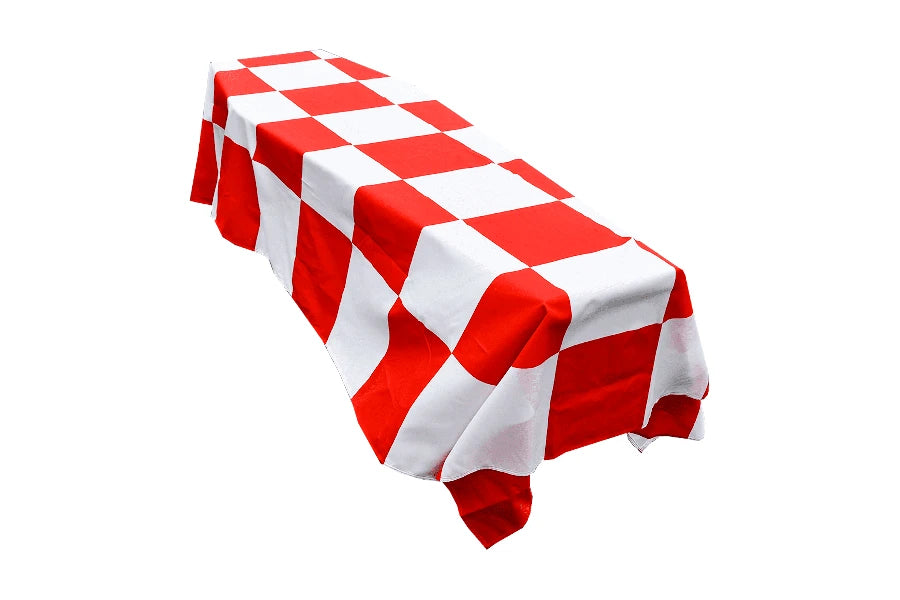 Red and White Checkered Coffin Drape image 0
