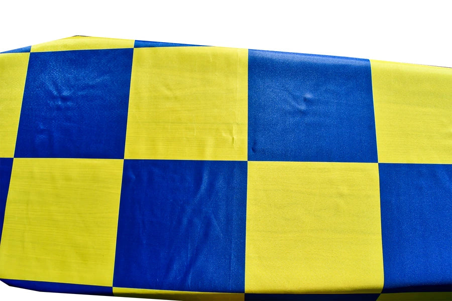 Blue and Yellow Checkered Coffin Drape image 2