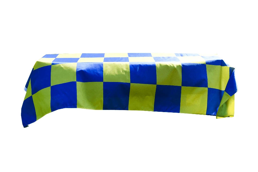 Blue and Yellow Checkered Coffin Drape image 1