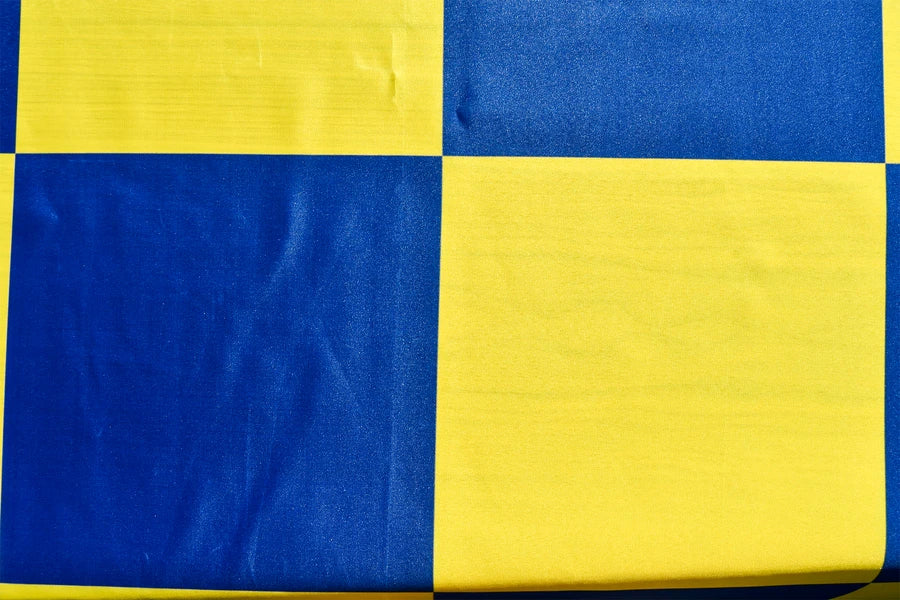 Blue and Yellow Checkered Coffin Drape image 3